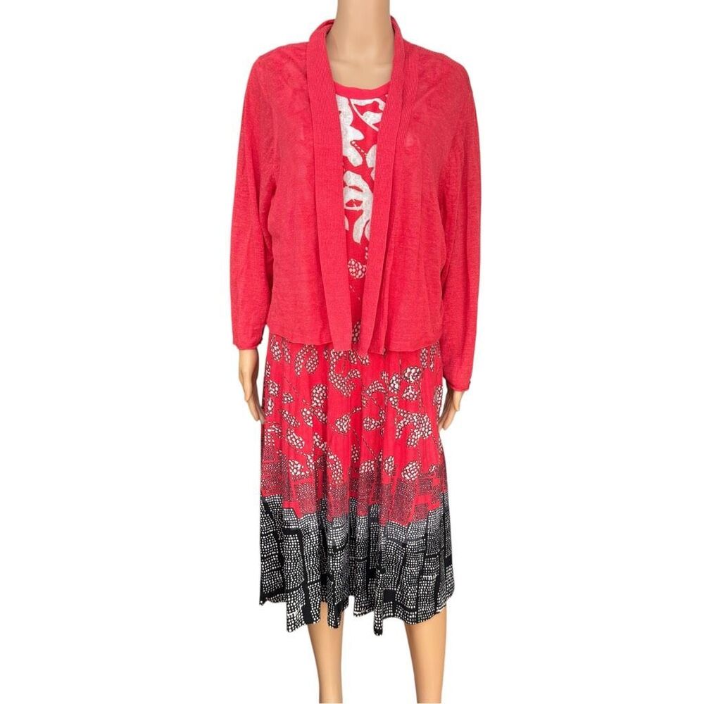 NIC+ZOE 2X Red Floral Midi Dress & Cardigan 2 Piece Set NWT $248